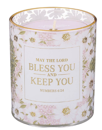 Bless and Keep You Cactus Blossom and Coconut Scented Candle in Glass Jar | Numbers 6:24