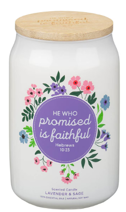 Faithful Promise Lavender and Sage Scented Candle | Hebrews 10:23