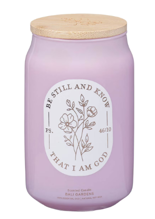 Be Still and Know Bali Gardens Scented Candle in a Glass Jar | Psalm 46:10