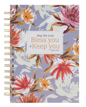 Bless You and Keep You Blue Floral Spiral Journal | Numbers 6:24