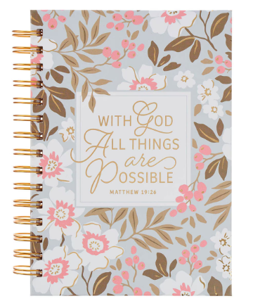 Things Are Possible White Poppy Spiral Journal | Matthew 19:26