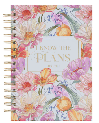 I Know the Plans Bright Floral Spiral Journal Jeremiah 29:11