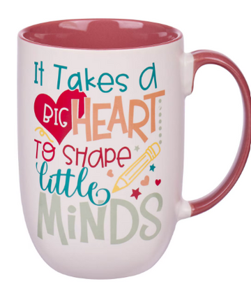 Big Heart White and Pink Ceramic Coffee Mug