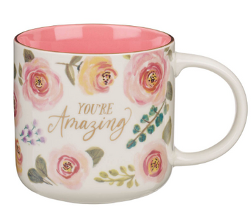 You’re Amazing Pink Floral Ceramic Coffee Mug