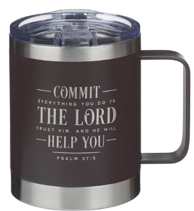 Commit Everything Brown Camp-style Stainless Steel Mug - Psalm 37:5