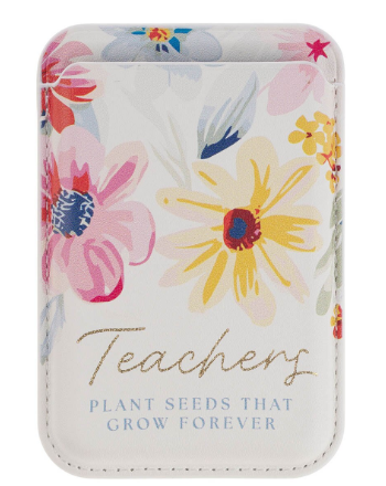 Teachers Plant Seeds White Floral Faux Leather Phone Wallet