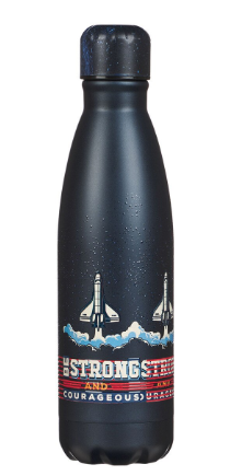 Be Strong and Courageous Blue Space Stainless Steel Water Bottle | Joshua 1:9