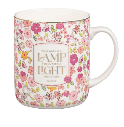 Lamp for My Feet Pink Meadow Ceramic Coffee Mug | Psalm 119:105