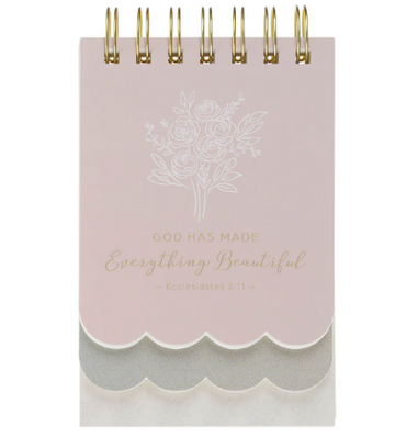 Everything Beautiful Blush Taupe Floral Tiered Spiral Notepad | Ecclesiastes 3:11