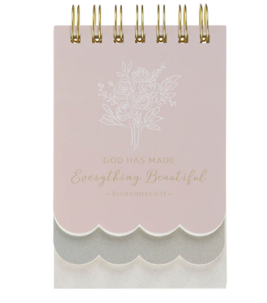 Everything Beautiful Blush Taupe Floral Tiered Spiral Notepad | Ecclesiastes 3:11