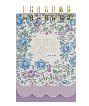 Be Still and Know Purple Floral Tiered Spiral Notepad | Psalm 46:10