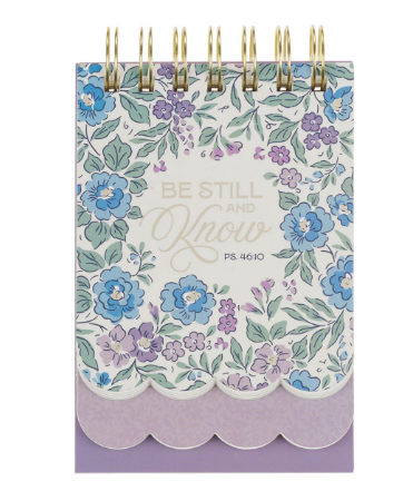Be Still and Know Purple Floral Tiered Spiral Notepad | Psalm 46:10