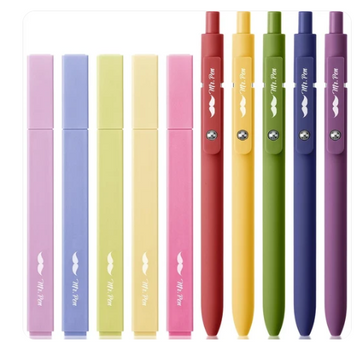 Aesthetic Highlighters and Gel Pens, 10 Pack