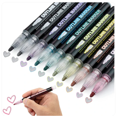 Double Line Outline Markers | 10 Pack