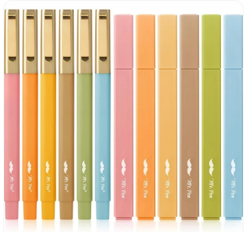 Aesthetic Highlighters and Pens No Bleed 12 Pack