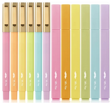 Aesthetic | Highlighters and Pens No Bleed 12 Pack