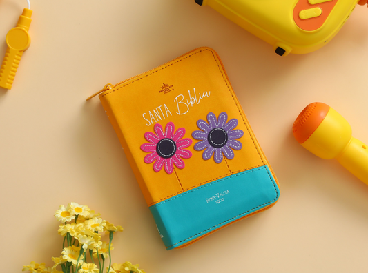 Biblia RVR60  Primor Amarillo/Turquesa dos Flores