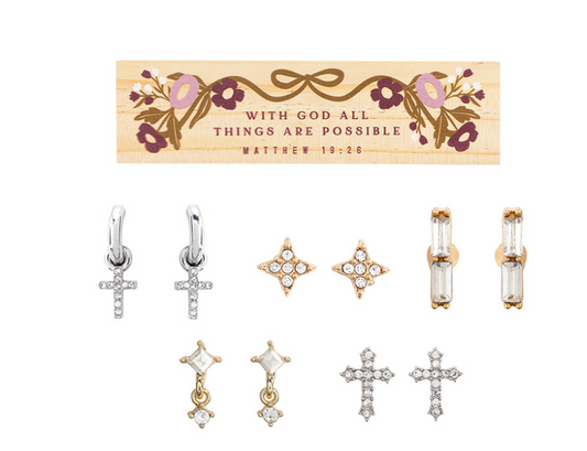 Boxed Earring Set Inspirational | Set de Aretes en Caja inspiracional