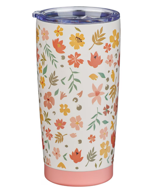 Tumbler de Viaje Acero Inoxidable | World's Greatest Mom, Floral Durazno