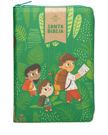 Biblia interactiva para niños versión RVR 60 verde símil piel