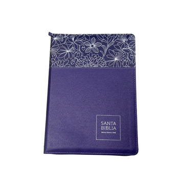 Biblia RVR60 con Índice y cierre   - Letra Grande 15 | Bifloral lila