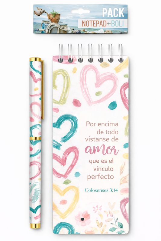 Set de Libreta y Bolígrafo | Por Encima de Todo Vístanse de Amor