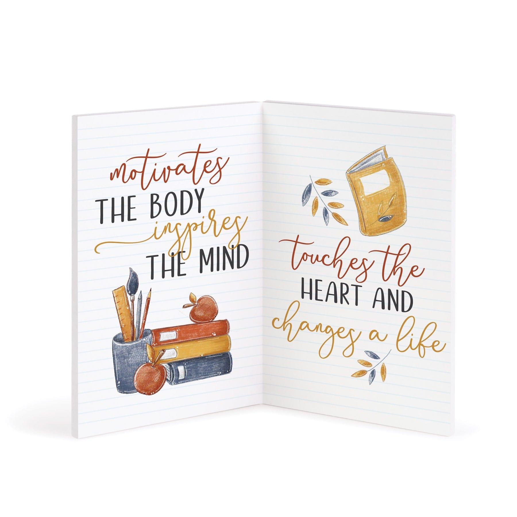 A Good Teacher Motivates The Body Inspires The Mind Wooden Keepsake Card - Pura Vida Books