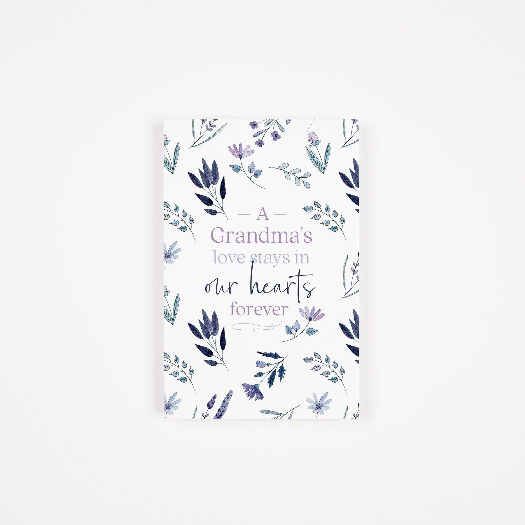 A Grandma's Love Stays In Our Hearts Forever Wooden Keepsake Card - Pura Vida Books