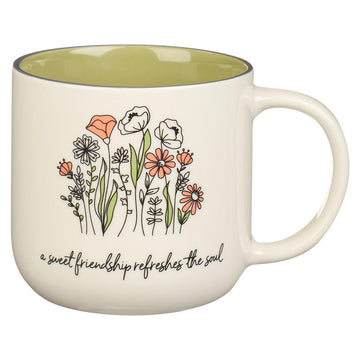 A Sweet Friendship White and Green Ceramic Mug - Pura Vida Books