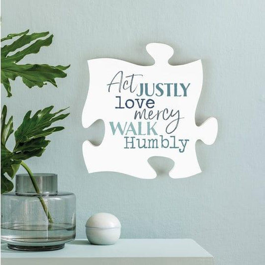 Act Justly Love Mercy Walk Humbly Mini Puzzle Piece Décor - Pura Vida Books