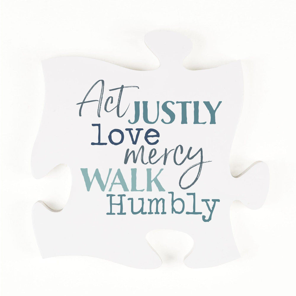 Act Justly Love Mercy Walk Humbly Mini Puzzle Piece Décor - Pura Vida Books