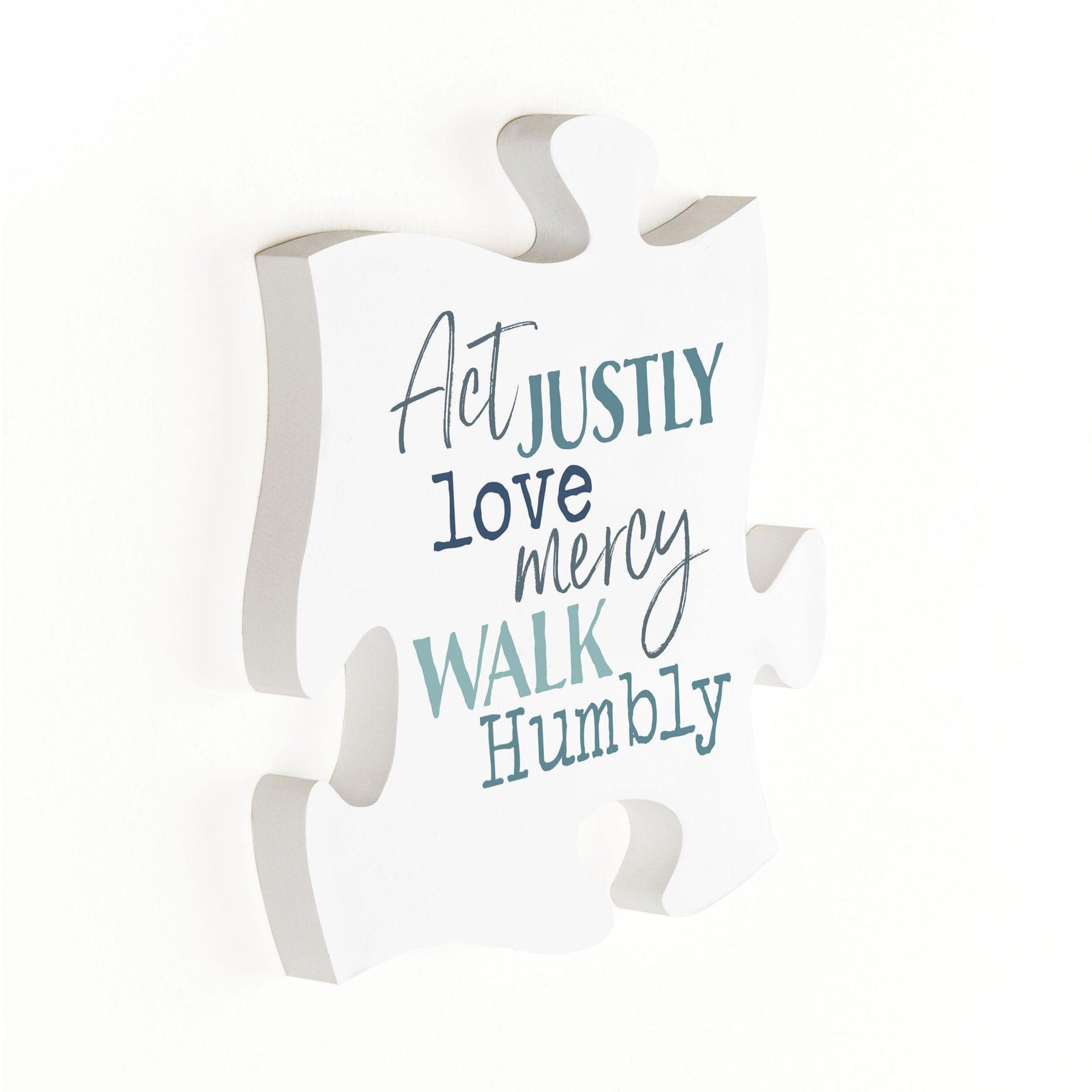 Act Justly Love Mercy Walk Humbly Mini Puzzle Piece Décor - Pura Vida Books