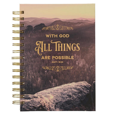 All Things Are Possible Mountain Vista Large Wireboud Journal - Matthew 19:26 - Pura Vida Books