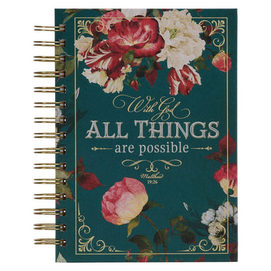 All Things are Possible Teal Tourmaline Wirebound Journal - Pura Vida Books