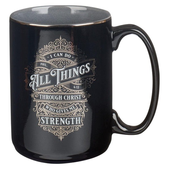 All Things Black and Silver Ceramic Coffee Mug - Pura Vida Books