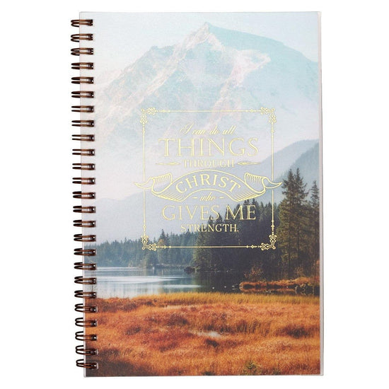 All Things Through Christ Wirebound Notebook - Philippians 4:13 - Pura Vida Books