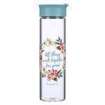 All Things Work Together For Good Glass Water Bottle - Romans 8:28 - Pura Vida Books
