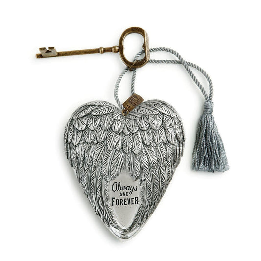 Always and Forever Sculpted Wings Art Heart - Pura Vida Books