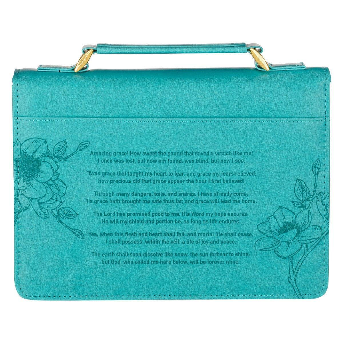 Amazing Grace Floral Teal Faux Leather Fashion Bible Cover - Pura Vida Books