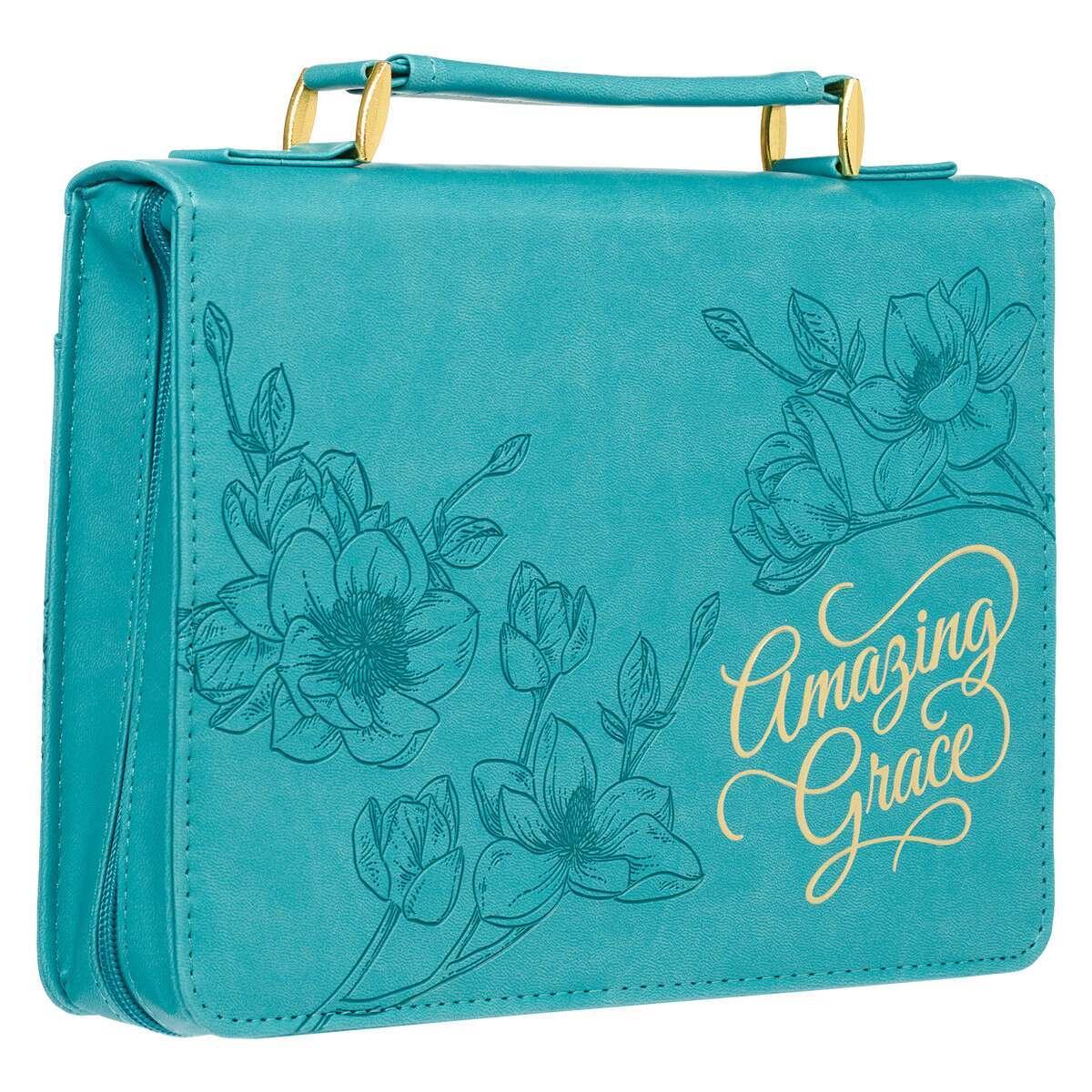 Amazing Grace Floral Teal Faux Leather Fashion Bible Cover - Pura Vida Books