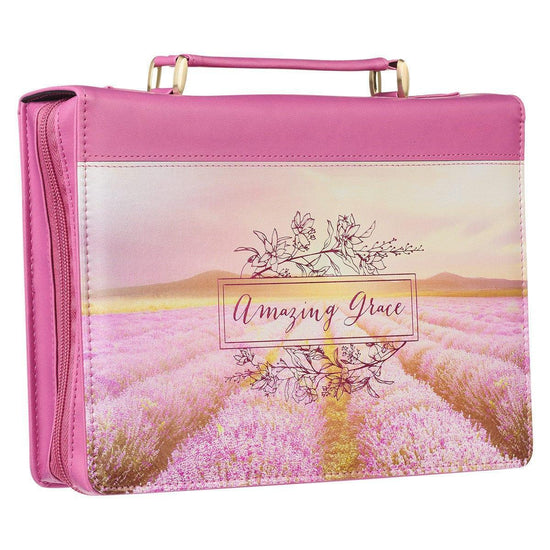 Amazing Grace Flower Field Pink Faux Leather Fashion Bible Cover - Pura Vida Books