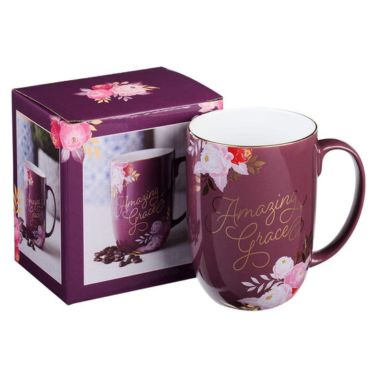 Amazing Grace Mulberry Pink Ceramic Coffee Mug - Pura Vida Books