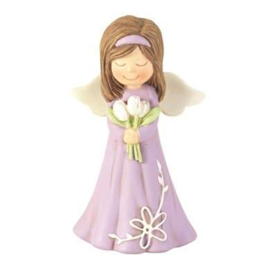 Angel with Tulips Figurine, Purple - Pura Vida Books