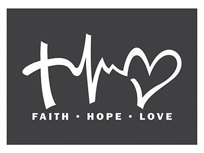 Auto Vinyl Decal Faith Hope Love White 6.5x3.5in - Pura Vida Books