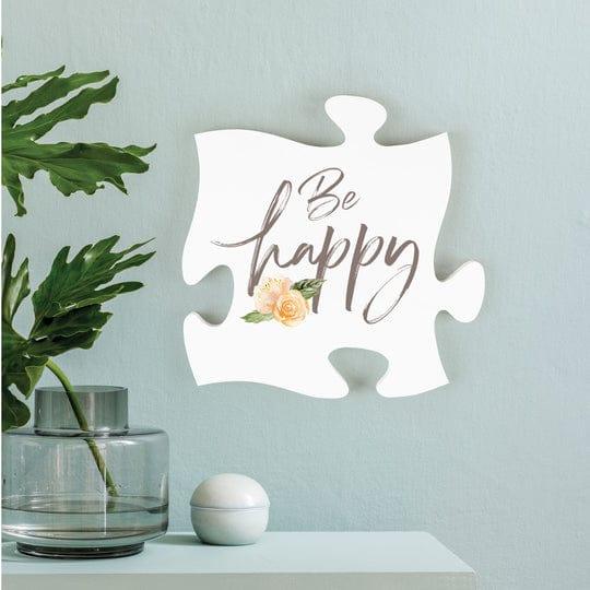 Be Happy Mini Puzzle Piece Décor - Pura Vida Books