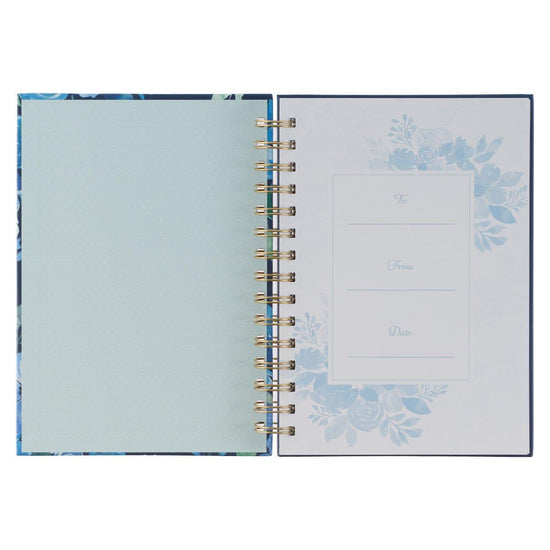 Be Still & Know Blue Floral Large Wirebound Journal - Psalm 46:10 - Pura Vida Books