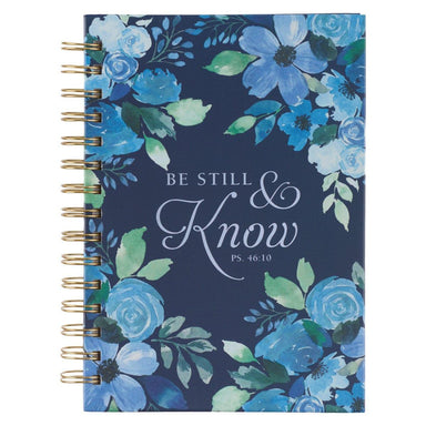 Be Still & Know Blue Floral Large Wirebound Journal - Psalm 46:10 - Pura Vida Books