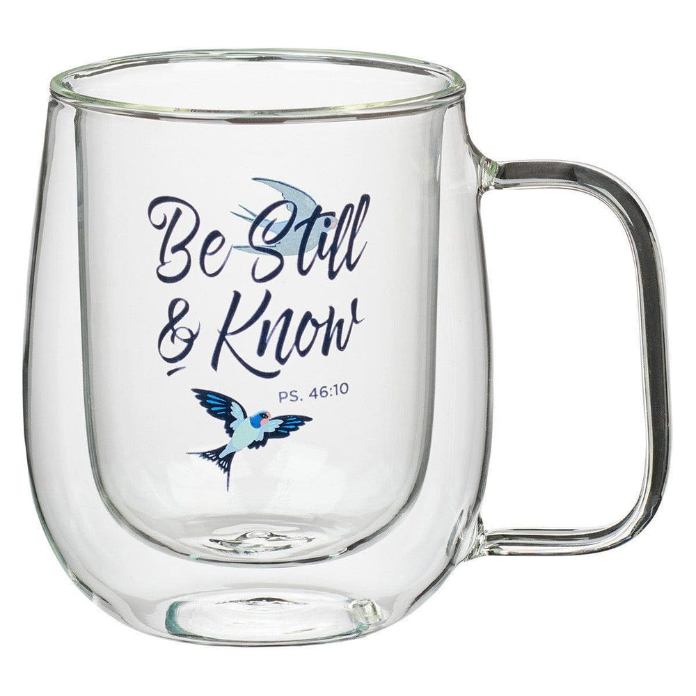Be Still and Know Double-walled Glass Mug – Psalm 46:10 - Pura Vida Books