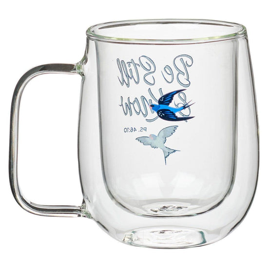 Be Still and Know Double-walled Glass Mug – Psalm 46:10 - Pura Vida Books