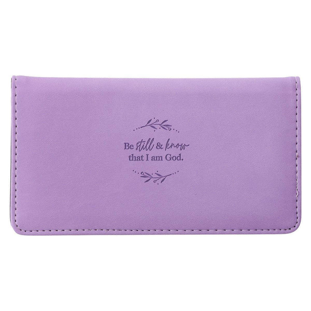 Be Still & Know Lilac Purple Faux Leather Checkbook Cover - Psalm 46:10 - Pura Vida Books